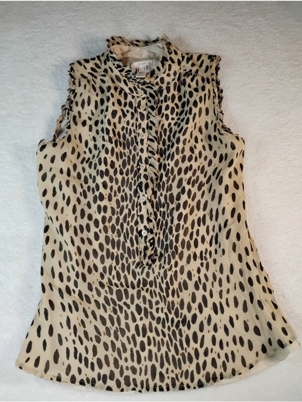 J Crew 100% Silk Cheetah Print Blouse Natasha Wildcat Sleeveless Lined Size 2 - Picture 1 of 6
